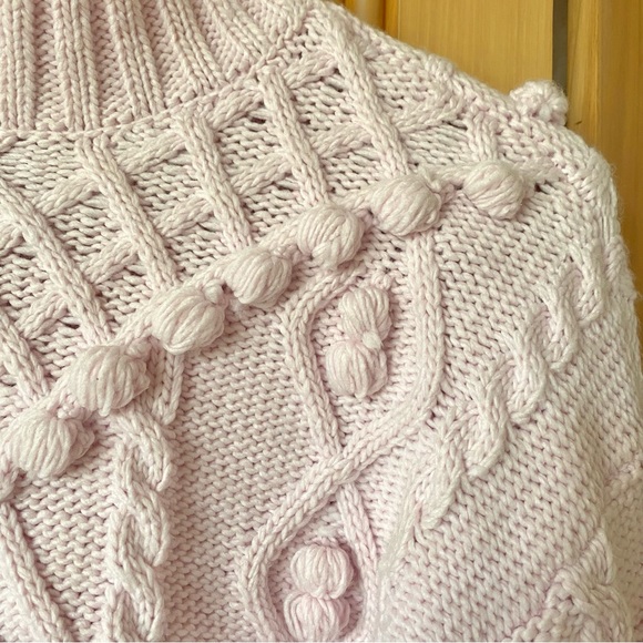 Zara chunky cable knit turtleneck sweater pink - Picture 4 of 6